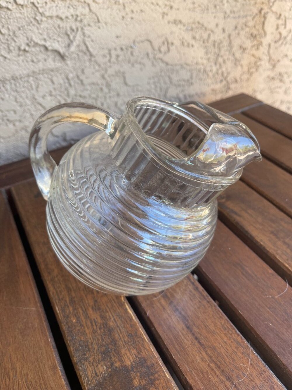 Art Deco Hazel Atlas Clear Depression Glass Fine Ribbed 80 Ounce Ball Pitcher